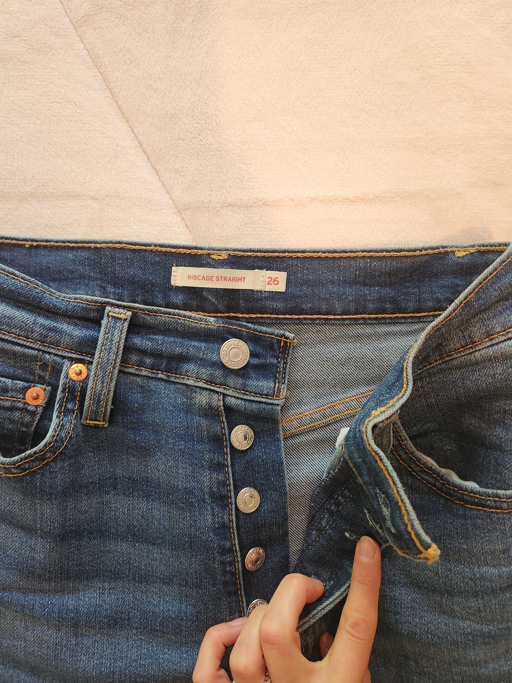 Levi's Blue Ribcage High-Rise Straight Jeans